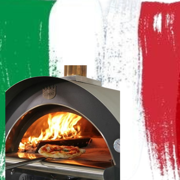 Italian flag with pizza oven