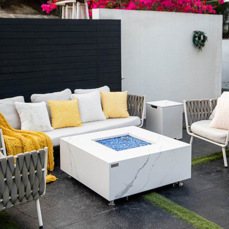 Bianco Fire Table Outdoor with Fire Glass