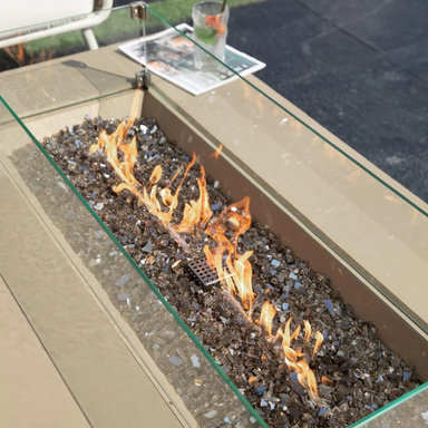 Colorado Fire Pit closeup on the flame with wind screen