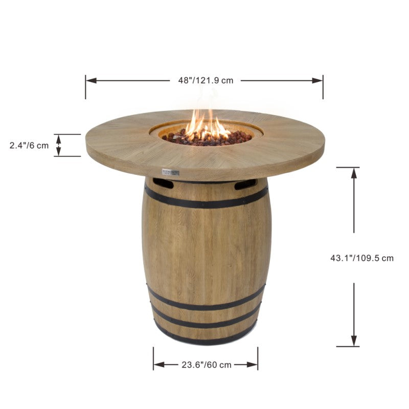 Elementi Lafite Barrel Fire Table Dimensions