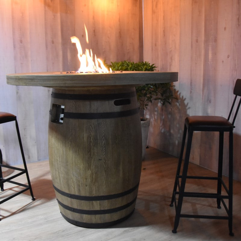 Elementi Lafite Barrel Fire Table Setup with Flame