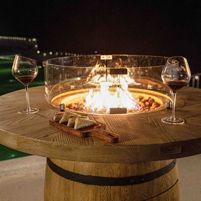 Elementi Lafite Barrel Fire Table with Flame