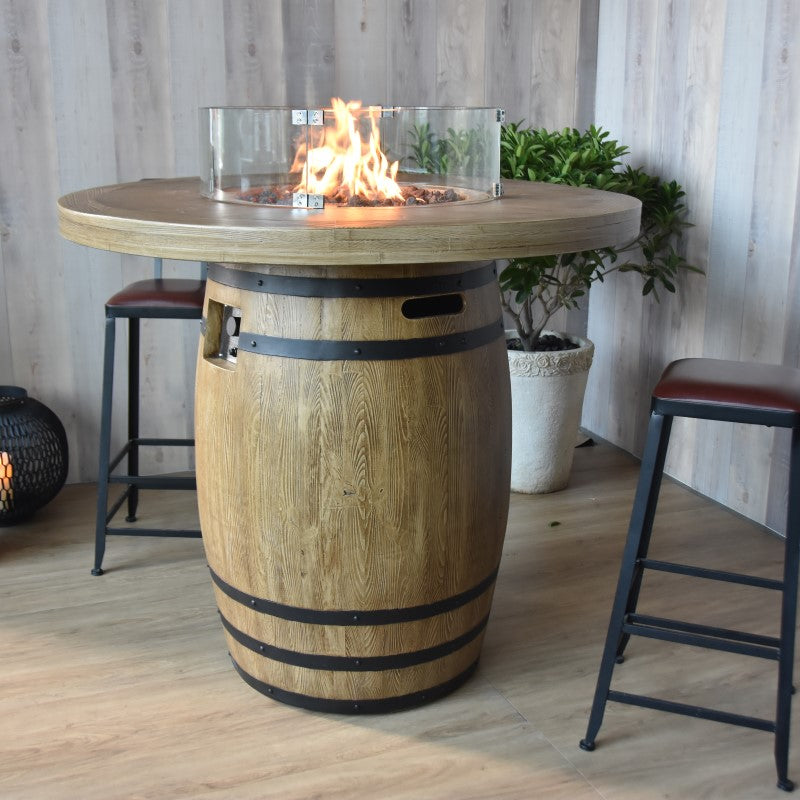 Elementi Lafite Barrel Fire Table with Wind Screen