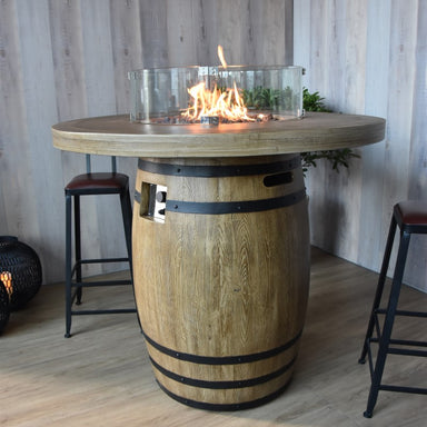 Elementi Lafite Barrel Fire Table with Wind Screen