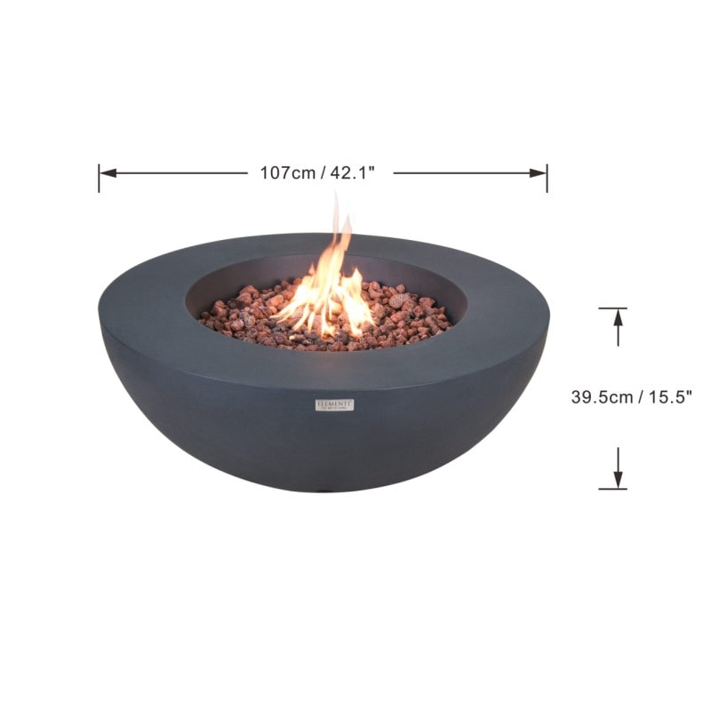 Elementi Lunar Fire Bowl Dark Gray Dimensions