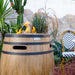 Elementi Napa Barrel Fire Table Closeup with Flame