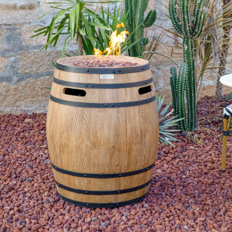 Elementi Napa Barrel Fire Table Outdoor with Flame