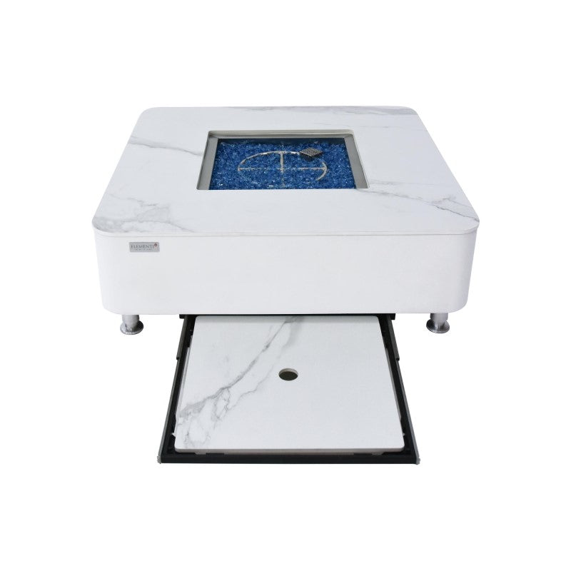 Elementi Plus Annecy Fire Table White with Lid Compartment