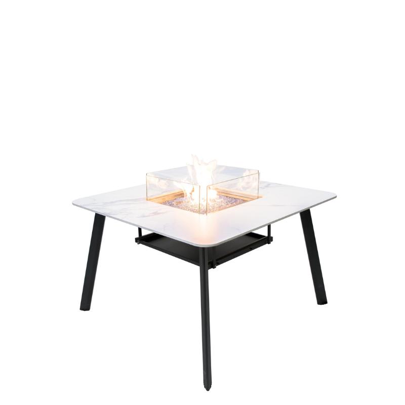 Elementi Plus Helsinki Marble Porcelain Dining fire Table with flame
