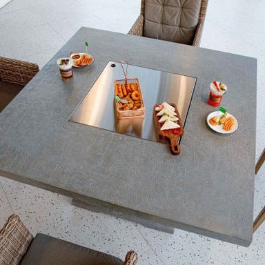 Elementi Birmingham Dinning Fire Table with lid cover top view surface Lifestyle