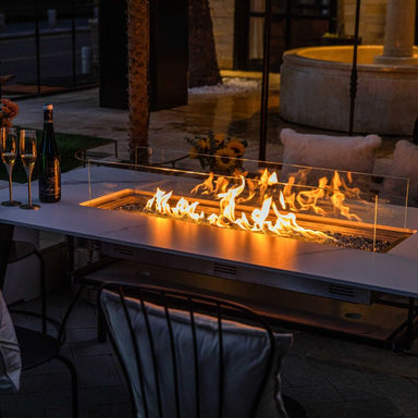 Elementi Plus Oslo Dining Fire Table with flame and windscreen Outdoor Heating