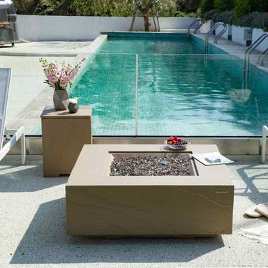 Elementi Uluru Fire Table No flame Front Angle Outdoor poolside