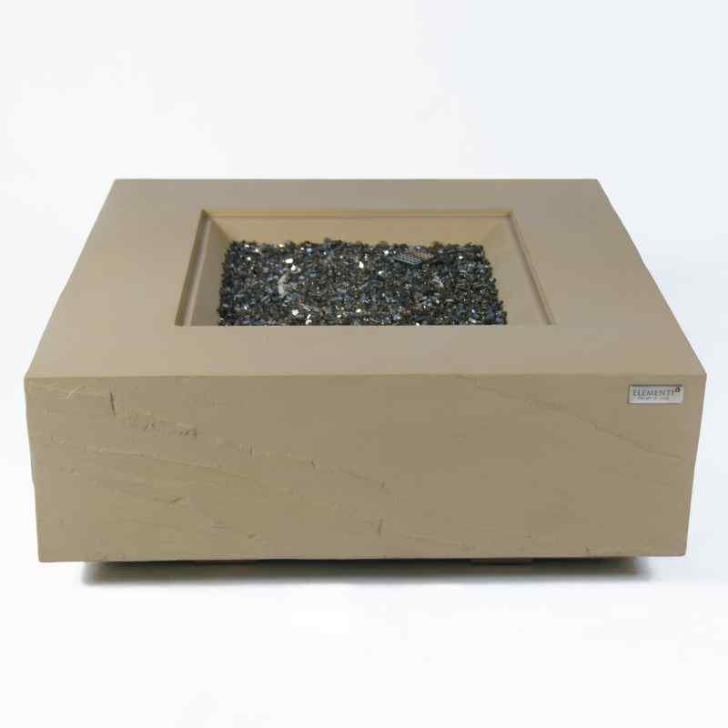 Elementi Uluru Square Sandstone Fire Table with Fire glass Silo