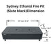 Elementi Sydney Ethanol Fire Pit Slate black Dimension