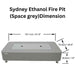 Elementi Sydney Ethanol Fire Pit space grey dimension