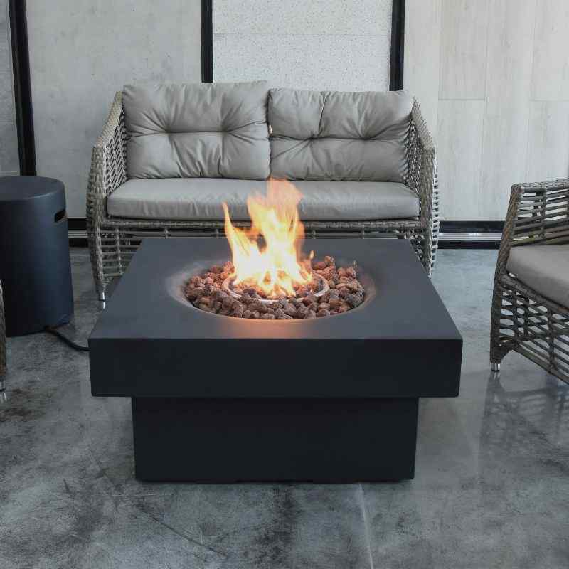 Modeno Branford Fire Table Dark gray indoor set Up