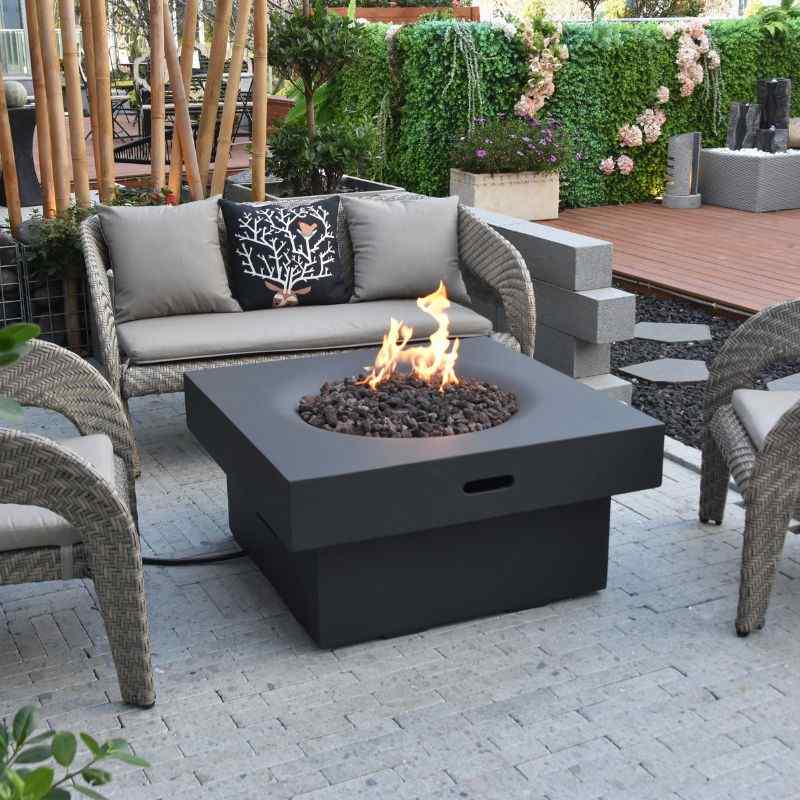 Modeno Branford Fire Table Dark gray with Flame set up