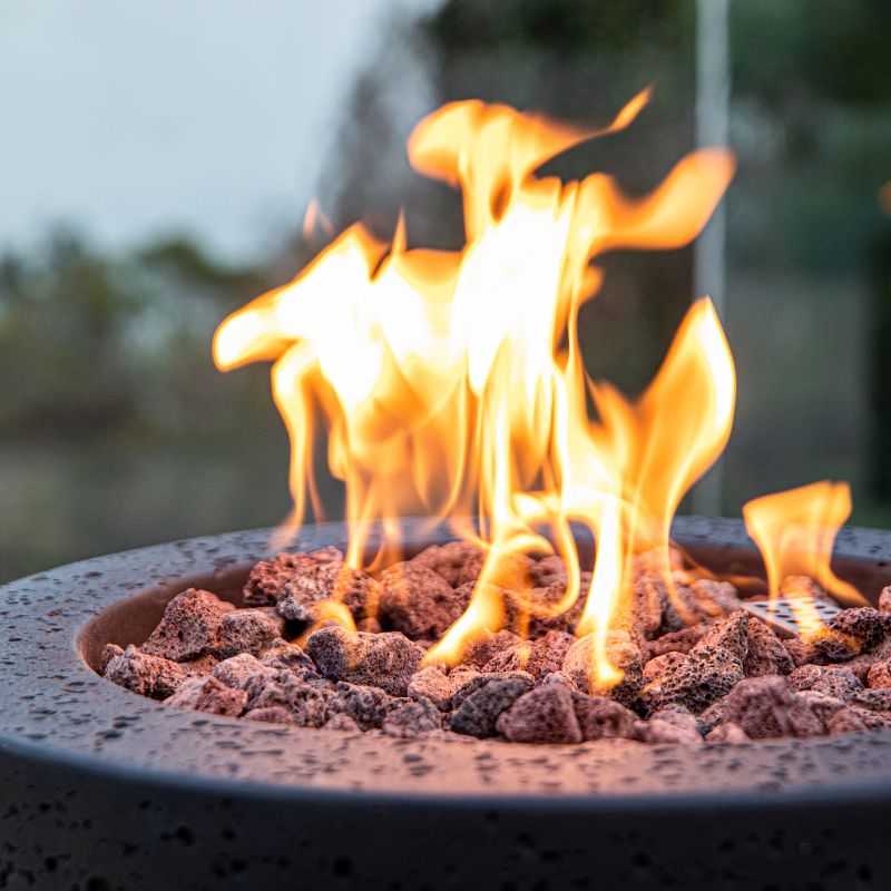 Modeno Lava Tube Fire Pit Flame Close Up look