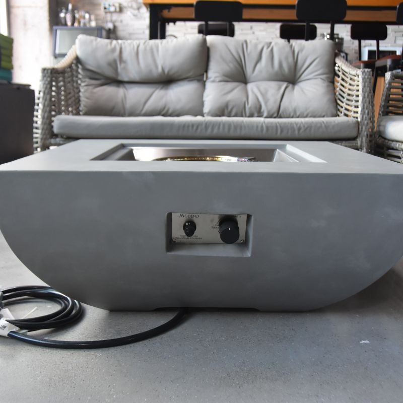 Modeno Westport Fire Table Front Angle with Connected Hose