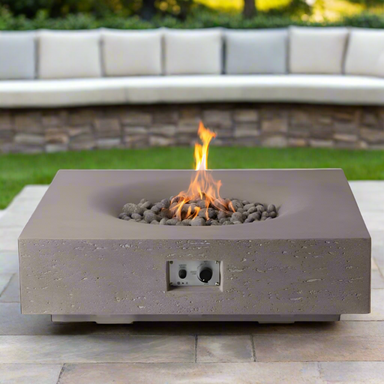 Pyromania Infinity Fire table Slate Grey with flame Backyard