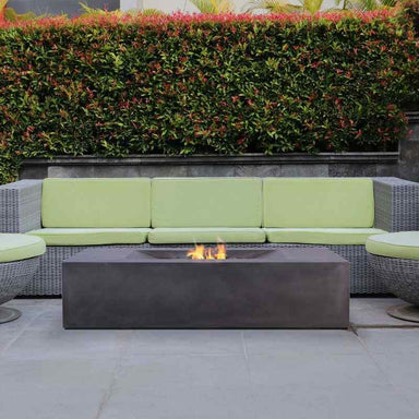 Pyromania Moderne Fire Table Charcoal with flame backyard set up